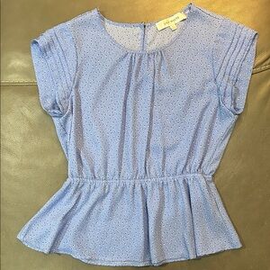 Lily White Blue Polka Dot Women Top, size S